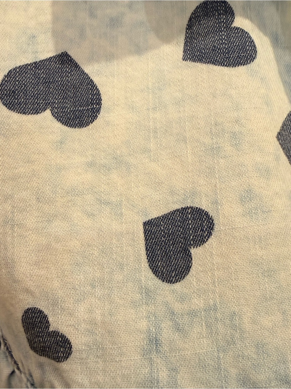 Cato Heart Print Chambray Babydoll Tunic Top Small Blue 3/4 Sleeve - Picture 8 of 9